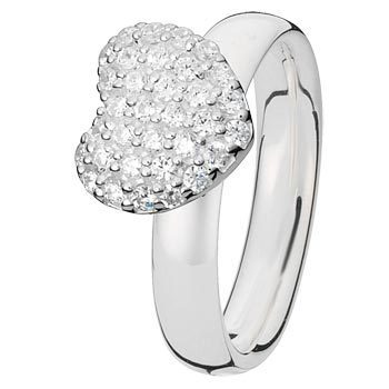 EXTREME Sparkling Heart 80107 Ring Silber