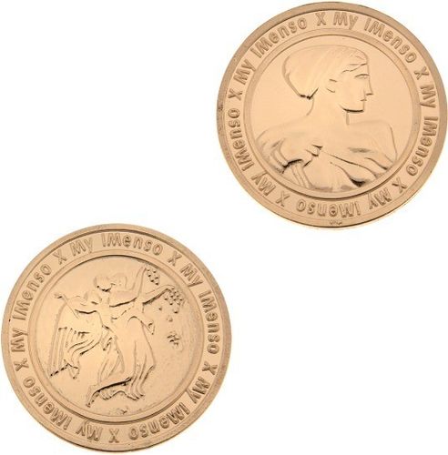 MYiMenso - 29179 - Insignia coin - Silber rose-vergoldet 24mm - Frau + Enge