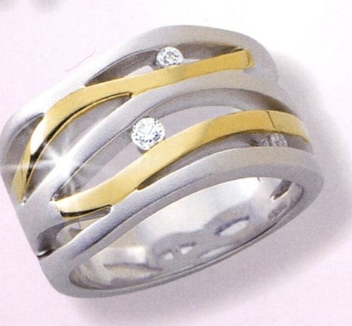 ViPi - 100250R - Damenring Silber/vergoldet mit Zirkonia