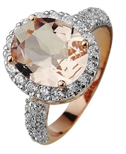 Vipi - Ring, 925er Silber rosevergoldet mit großem apricotfarbenem Zirkonia